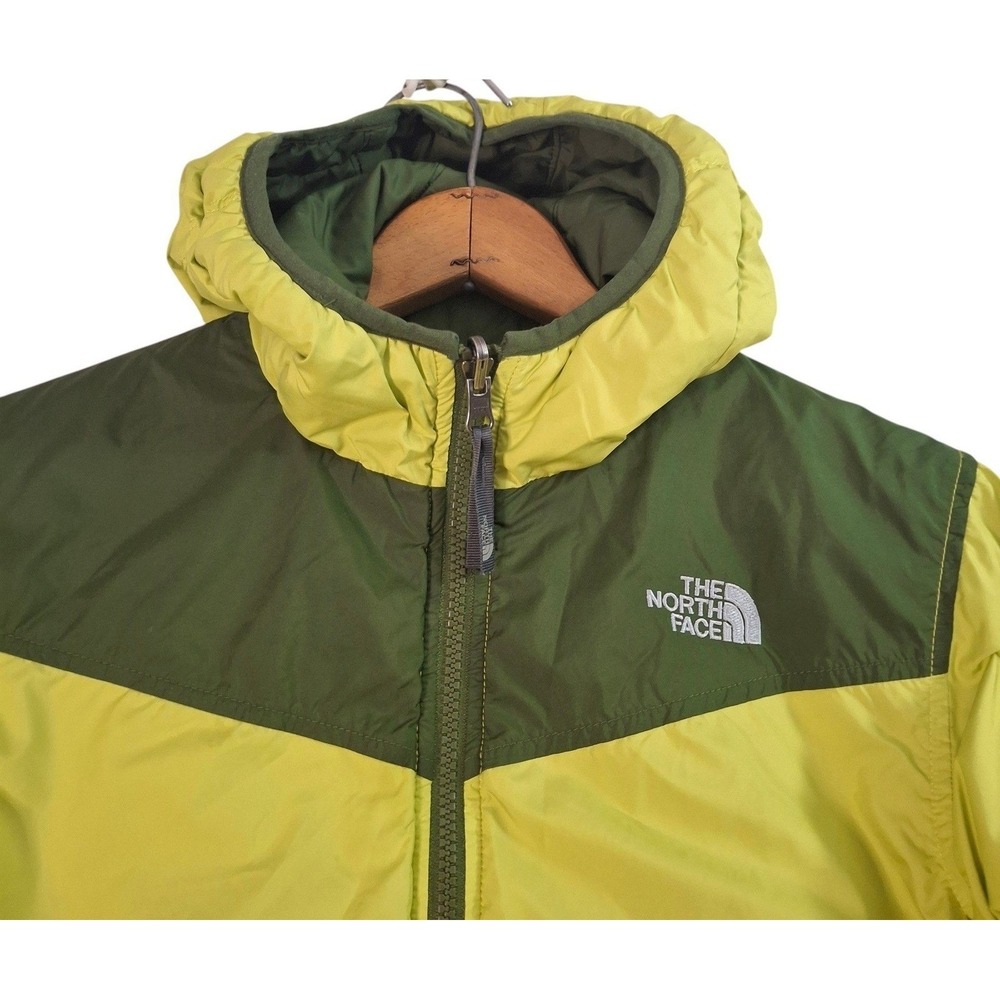 The North Face Boys Reversible Insulated Jacket Green Lime Hooded Boys M 10/12 - Picture 5 of 13